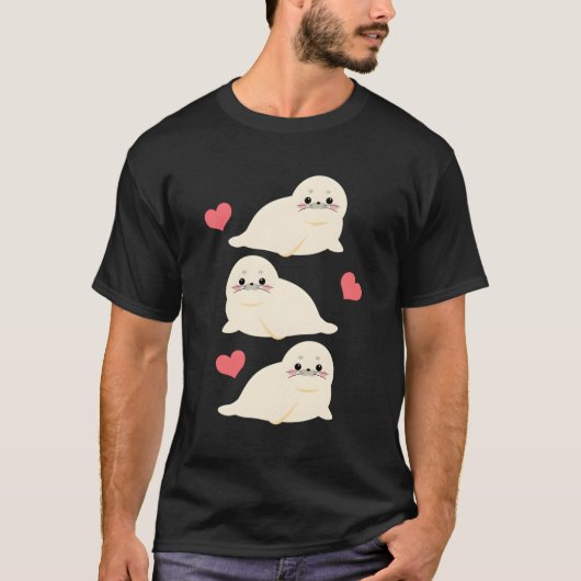 アシカの白いアザラシが大好きな人 Tシャツ (正面)