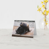 アシカ挨拶カード カード (黄色い花)