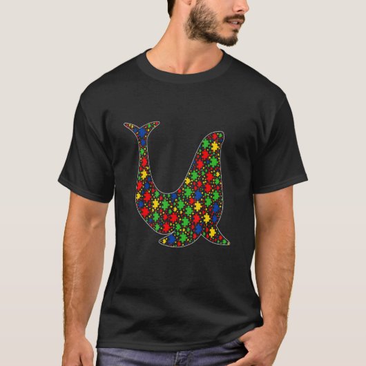 アシカ アニマル パズルピース 自閉症啓発 Tシャツ (正面)