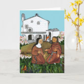 アシシカードの聖フランシスと聖クレア カード (黄色い花)