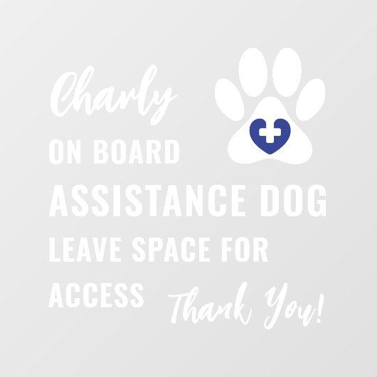 アシスタンスドッグオンボードペットのポーブルーメディカルロゴ ウィンドウサイン (シート)