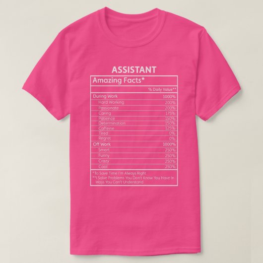 アシスタントの驚くべき事実 Tシャツ (デザイン正面)