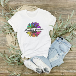 アシスタント先生専門レインボーヒマワリ Tシャツ