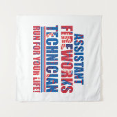 アシスタント花火技師の面白い7月4日 タペストリー (正面(横))