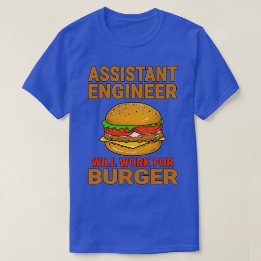 アシスタント・エンジニアがBurger Burgerの値リストで作業 Tシャツ (デザイン正面)