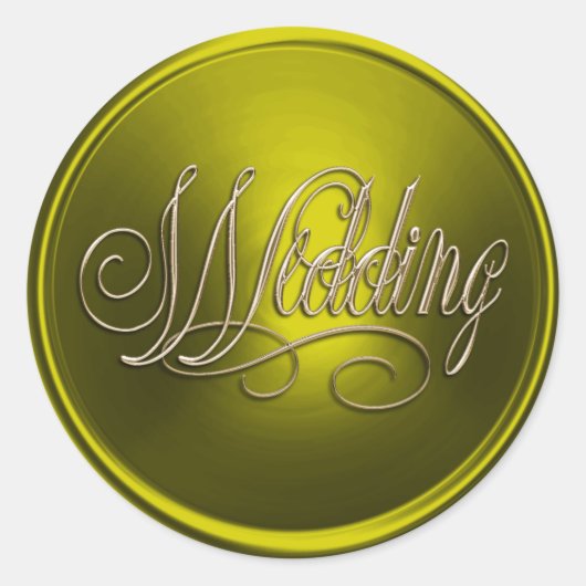 アシッドイエロー及び金ゴールド結婚封筒用シール ラウンドシール (正面)