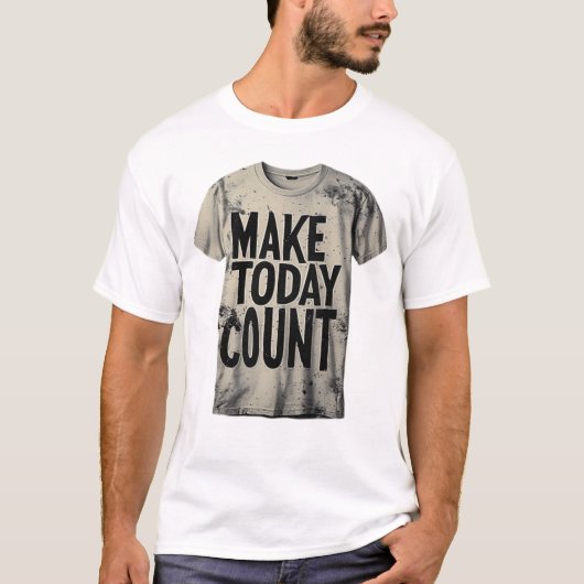 アシッドウォッシュで今日を大切に Typography - ダメージ加工 Tシャツ (正面)