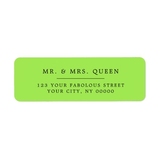 アシッドグリーンエレガントクラシック差出人住所 ラベル (正面)