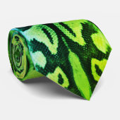 アシッドグリーンスネークスキンプリントノベルティパーティーネックタイ ネクタイ (ロール)