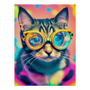 アシッドサイケデリックトリップキティ猫 ポスター