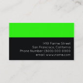 アシッドネオングリーンカラー&ブラックモダン。 名刺 (裏面)