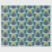 アシッドポップ・アートのグリーンバイオレットを使用したアートシントウェーブクリスマス ラッピングペーパー (フラット)