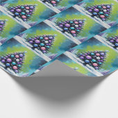 アシッドポップ・アートのグリーンバイオレットを使用したアートシントウェーブクリスマス ラッピングペーパー (角)