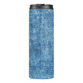 アシッド・ウォッシュ・ブルーのジーンズ。デニム背景、テクスチャ タンブラー (裏面)