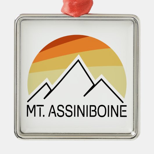 アシニボイン山のレトロデザイン メタルオーナメント (正面)