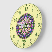 アシャ～うわー！小数々の色パンジー黄 ラージ壁時計 (傾斜)