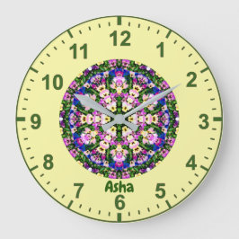 アシャ～うわー！小数々の色パンジー黄 ラージ壁時計
