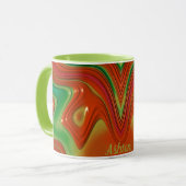 アシュトン～ザニー3D～グリーンレッドイエロークリスマス マグカップ (正面左)