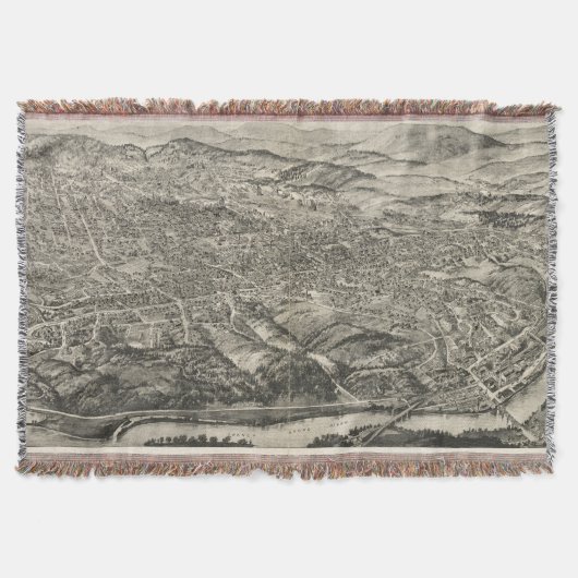 アシュビルNC (1912年)のヴィンテージの絵解き地図 スローブランケット (正面)