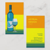 アシュラムポップ・アートの:ワイングラスとボトル 名刺 (正面/裏面)