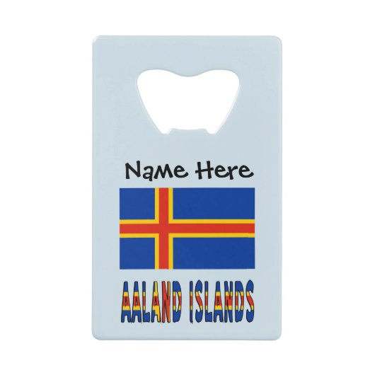 アシュランド諸島オーランダーパーソナライズされた国旗 クレジットカード栓抜き (正面)