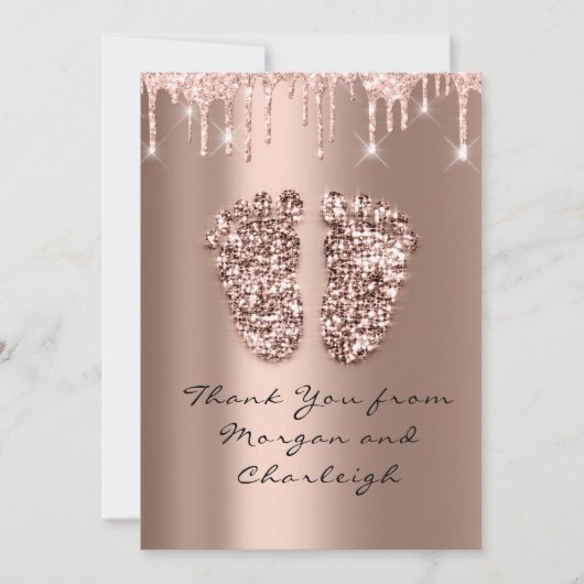 アシュリー感謝していベビーシャワー足バラドリップスボーイガール 招待状 (正面)