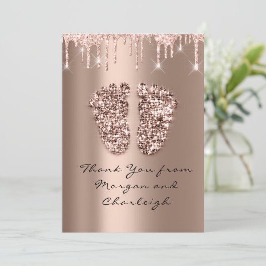 アシュリー感謝していベビーシャワー足バラドリップスボーイガール 招待状 (スタンド正面)
