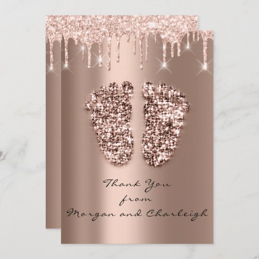 アシュリー感謝してい2ベビーシャワー足バラドリップスボーイガール 招待状 (正面/裏面)