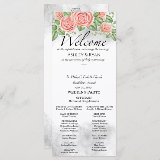 アシュルカトリック結婚式 プログラムミサ (正面/裏面)