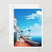 アシラモロッコアートトラベルヴィンテージイラストレーション ポストカード (正面/裏面)