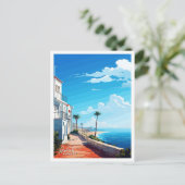 アシラモロッコアートトラベルヴィンテージイラストレーション ポストカード (スタンド正面)