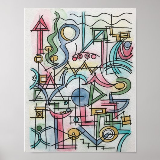 アシンメトリモダン – バウハウスジオメトリアート ポスター (正面)