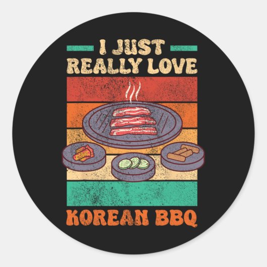 アジおもしろいアングルメ – 韓国語Bbq ラウンドシール (正面)