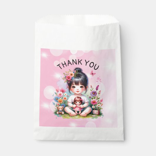 アジかわいらしアンの少女と人形誕生日ありがとう フェイバーバッグ (正面)