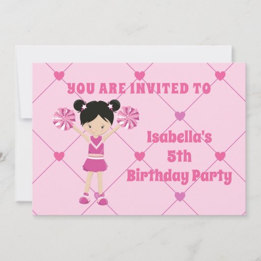 アジかわいらしア・チアリーカスタムダー誕生日パーティー 招待状 (正面)