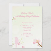 アジアかわいらしピンクさくらんぼ花生誕祭パーティー 招待状 (裏面)