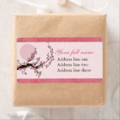 アジアさくらんぼの花の木と太陽のグラフィックデザイン ラベル (インサイチュ)