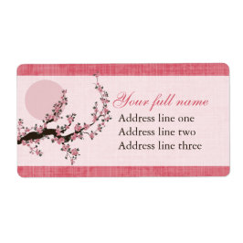 アジアさくらんぼの花の木と太陽のグラフィックデザイン ラベル