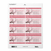 アジアさくらんぼの花の木と太陽のグラフィックデザイン ラベル (フルシート)