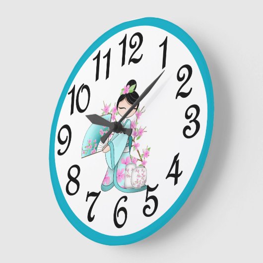 アジアさくらんぼの花 ラージ壁時計 (傾斜)