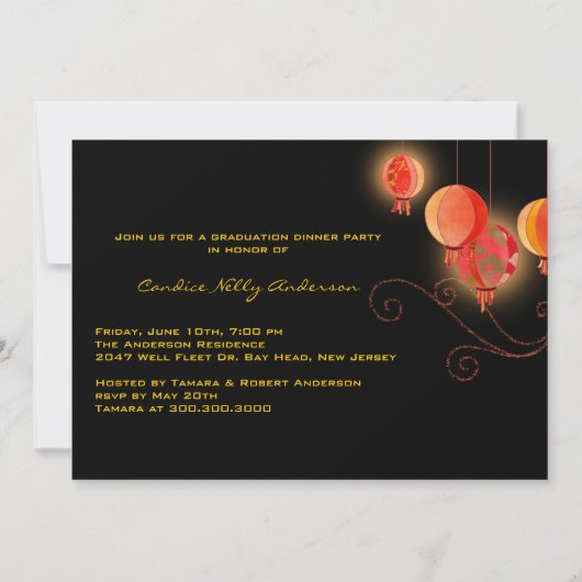 アジアちょうちんの写真の卒業生の2013年の発表 招待状 (裏面)