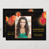 アジアちょうちんの写真の卒業生の2013年の発表 招待状 (正面/裏面)