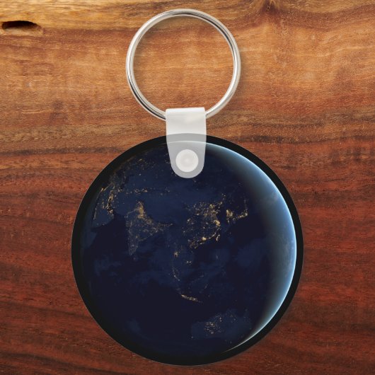 アジアとオーストラリアで夜の地球の都市の光 キーホルダー (裏面)