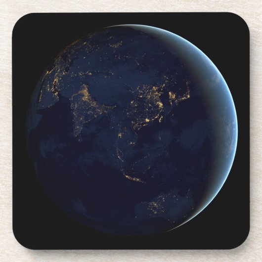 アジアとオーストラリアで夜の地球の都市の光 コースター (正面)