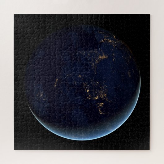 アジアとオーストラリアで夜の地球の都市の光 ジグソーパズル (横)