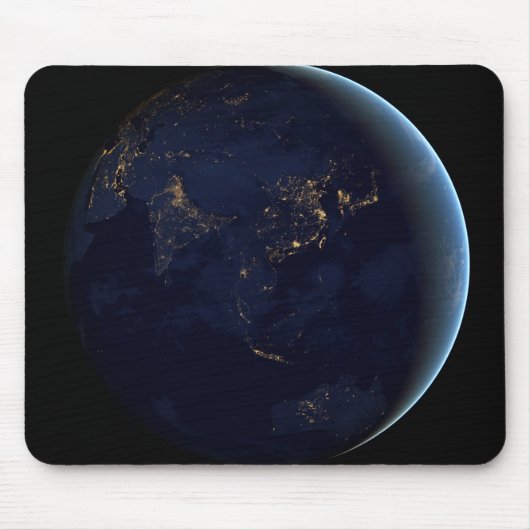 アジアとオーストラリアで夜の地球の都市の光 マウスパッド (正面)
