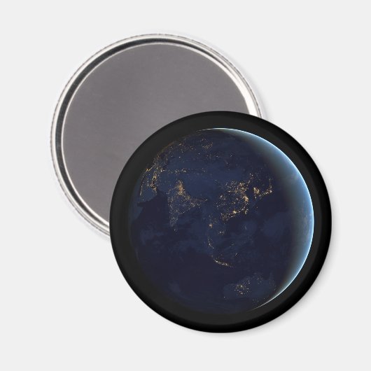 アジアとオーストラリアで夜の地球の都市の光 マグネット (正面/裏面)