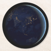アジアとオーストラリアで夜の地球の都市の光 ラウンドペーパーコースター (正面)