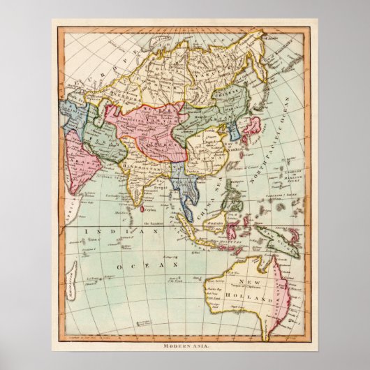 アジアとオーストラリアのパノラママップ ポスター (正面)