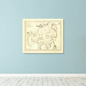 アジアのアウトライン地図 キャンバスプリント (インサイチュ (ウッドフロア))